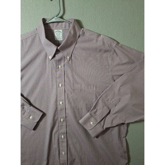 Brooks Brothers Dress Shirt Men 18 34 Regent Purple Cotton Spandex Blend Stretch - Picture 2 of 6